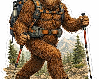 Bigfoot Hiking Sticker | Waterproof Sasquatch Backpacker Decal