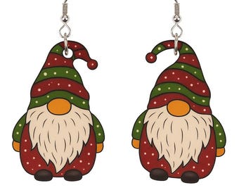 Festive whimsical Christmas Gnome earring- Holiday jewelry gift