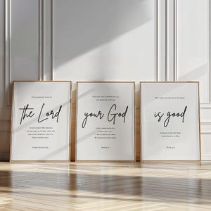 The Lord Your God Is Good Canvas Poster  Wall Art Set of 3, Bible Verses Poster, Religious Quote Print Gift, Christian Home Decor,Faith Gift