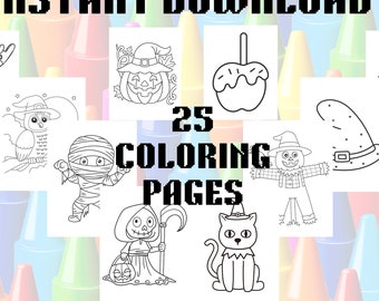 25 Cute and Easy Halloween Coloring Pages for Kids Instant Download