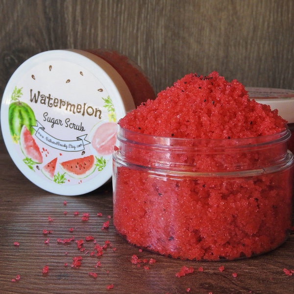 Watermelon Sugar Scrub | Body Scrub | Exfoliate | Skin Polish | Moisturize | Melon | Sweet | Organic | Cute | Candy | Fun | Red | Fall | Red