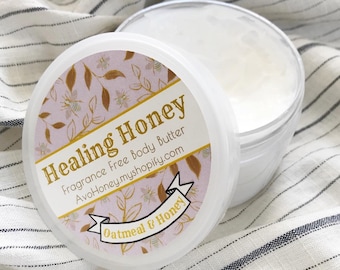 Organic Honey Oatmeal Body Cream: Fragrance Free, Eczema & Sensitive Skin (4oz)