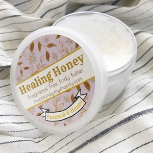 Fragrance Free | Body Butter, Eczema, Lotion, Cream, Natural, Organic, Oatmeal, Aloe, Sensitive Skin, Baby, Self Care, Fragrance Free, Honey