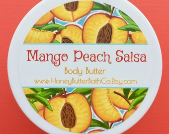 Mango Peach Salsa | Body Butter, Lotion, Cream, Mango, Peach, Salsa, Tropical, Sweet, Unique, Gift, Summer, Fruit, Self Care, Apricot, Party