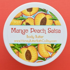 Mango Peach Salsa | Body Butter, Lotion, Cream, Mango, Peach, Salsa, Tropical, Sweet, Unique, Gift, Summer, Fruit, Self Care, Apricot, Party