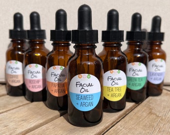 Organic Facial Oil | Organic Argan, Face Oil, Rosehip, Calendula, Seaweed, Lavender, Moisturizer, Self Care, Green Tea, Natural Skincare