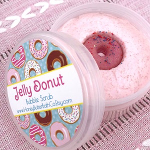 Jelly Donuts Whipped Soap, Bubble Scrub, Scrub, Creamy Wash, Soap, Body Wash, Birthday, Wash, Gift for Her, Self Care, Gift, Doughnut, Mom image 1