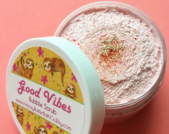 Good Vibes | Whipped Soap, Bubble Scrub, Scrub, Creamy Wash, Soap, Body Wash, Birthday, Wash, Gift for Her, Self Care, Gift, Sloth, Citrus