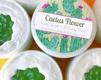 Shaving Soap | Cactus Flower, Whipped Soap, Shaving Cream, Creamy Wash, Soap, Body Wash, Teen Gift, New Mom Gift, Self Care, Shave, Aloe