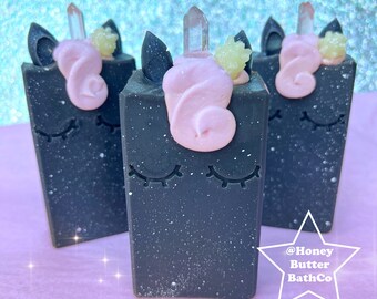 Organic Unicorn Soap | Cotton Candy, Charcoal, Space, Kawaii, Galaxy, Star, Celestial, Cosmic, Crystal, Birthday, Party, Gift, Unicorn Soap