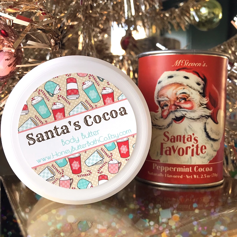 Chocolate Body Butter, Lotion, Cream, Cocoa, Gift, Sweet, Birthday, Holiday, Hot Cocoa, Stocking Stuffer, Easter Basket, Valentine Gift Santas Cocoa
