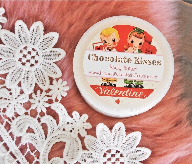 Chocolate Body Butter, Lotion, Cream, Cocoa, Gift, Sweet, Birthday, Holiday, Hot Cocoa, Stocking Stuffer, Easter Basket, Valentine Gift Chocolate Kisses