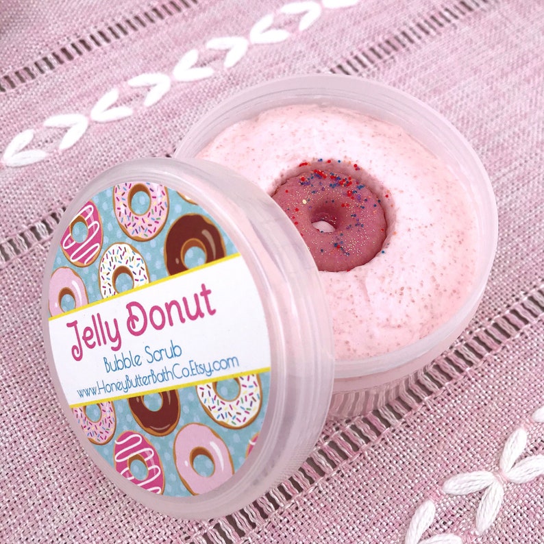 Jelly Donuts Whipped Soap, Bubble Scrub, Scrub, Creamy Wash, Soap, Body Wash, Birthday, Wash, Gift for Her, Self Care, Gift, Doughnut, Mom image 1