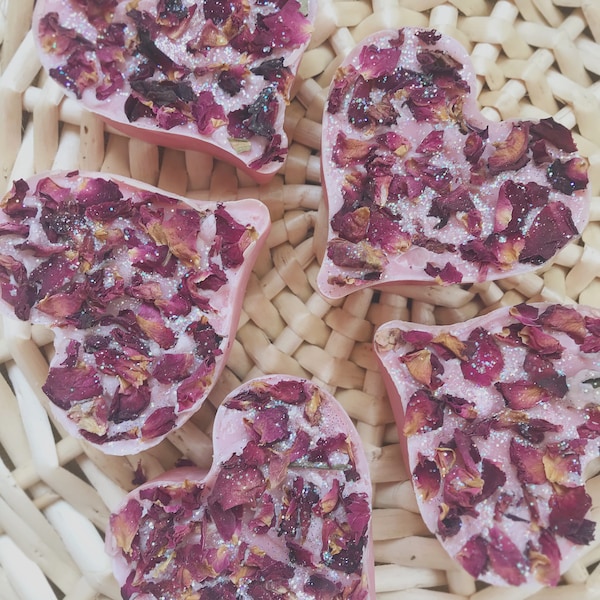 Heart Rose Petal Soap | Soap, Rose, Heart, Love, Self Care, Birthday, Gift, Mom, Anniversary, Bride, Shower, Valentines Day, Floral, Card