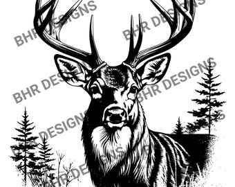 Cerf de Virginie dessin vectoriel jpg svg png pdf