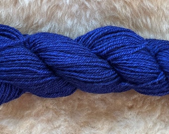 Bond Rambouillet yarn!  Hand Spun and Hand Dyed.  “Cooper”. 3oz. 150yds.  Midnight