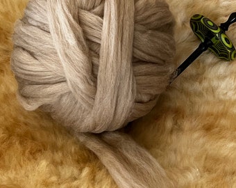 Merino Combed Top. "Brownie".  Next to the skin soft.  (4 OZ.)  Professionally Processed at Zeilinger Wool Co.