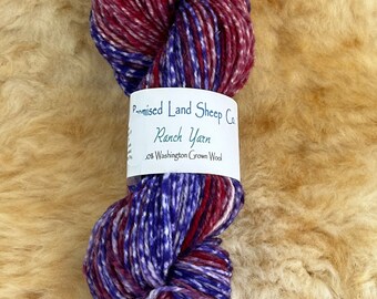 Ranch Yarn!  Hand Dyed Wool Yarn!  A Blend of Rambouillet & Corriedale.  Professionally spun by Zeilinger Wool Co. Red to Violet Gradient