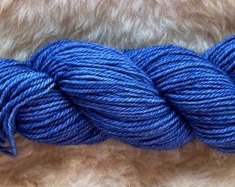 Bond Rambouillet yarn!  Hand Spun and Hand Dyed.  “Cooper”. 3oz. 150yds. Windsor Blue
