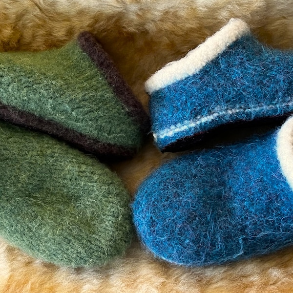 MADE TO ORDER  Felted Wool Slippers.  Clog or Loafer Style.   Handmade in Washington State!  Real Wool!  Pick you colors!!!