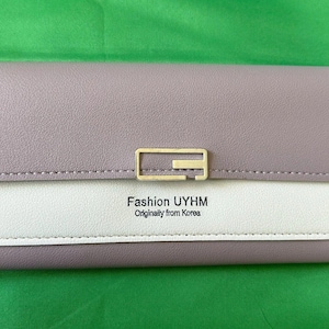 Cartera de cuero plegable UYHM de primera calidad para mujer color lavanda, importación coreana
