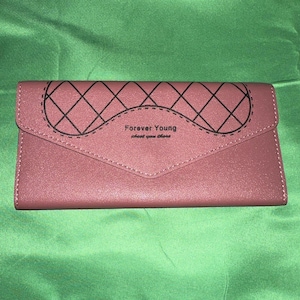 Cartera plegable continental de cuero Forever Young de primera calidad para mujer en color rojo rosa