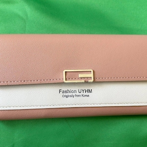 Portefeuille rose tendance UYHM pour femme en cuir à rabat en cuir, import coréen [COPIER]