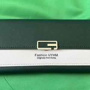 Cartera plegable de cuero UYHM de primera calidad para mujer, color verde, importación coreana