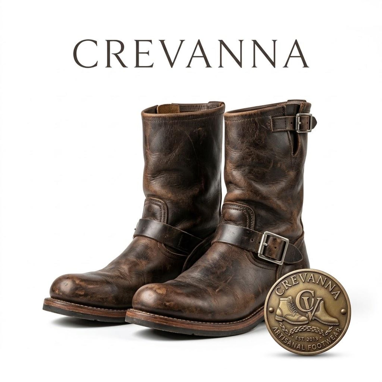 Men's Brown Leather Engineer Boots, Vintage Motorcycle Biker Boots ...