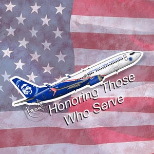 Alaska Airlines Boeing 737 Sticker: Honoring Those Who Serve