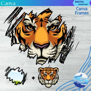 Rammall för penseldrag i Canva: Riven, sliten design (digital nedladdning) bild 1