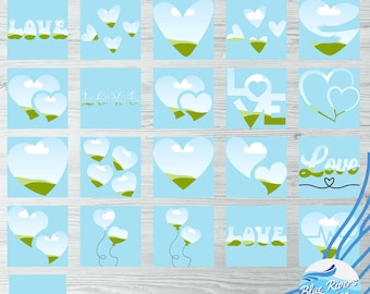 Heart Photo Frame Templates for Canva: 21 Easy-Edit Designs (Digital Download)