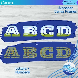 Alphabet Set Canva Photo Frame Templates, Easy to Use Editable Design, Drag & Drop Alphabet Letters Editable Canva Frame Design Elements