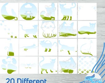 Cat Canva Frame Templates: 20 Editable Styles (Digital Download)