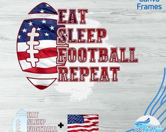 Football Canva Frame Template: Eat Sleep Football Repeat (Digital Download)