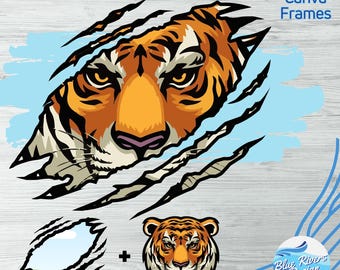 Ripped Animal Scratch Canva Frame Template: Drag & Drop (Digital Download)