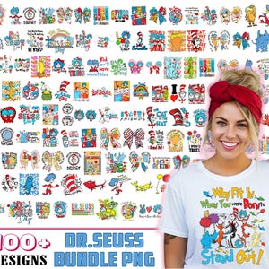 400+ Design Dr. Suess PNG Bundle, Reading Day PNG, Cat In The Hat Bundle, School Teacher Clipart, Digital Download, Commercial Use