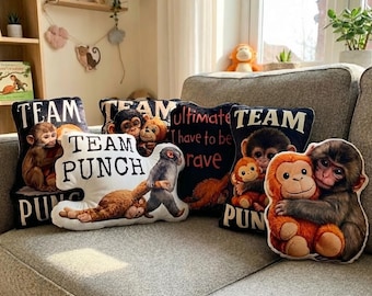 Monkey Punch Pillow, Cute Baby Monkey Pillow, Kids Punch Baby Monkey Pillow Gift for Boy or Girl, Team Punch Pillow, Lonely Cute Monkey