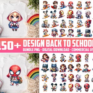 150+ Design Back To School PNG Bundle, Cartoon School PNG, First Day of School Bundle, Student Teacher Gift, School Shirt, Commercial Use