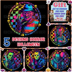 Horror Characters Clipart, Retro Horror Movies Png, Halloween Horror Png, Horror Killers Bundle Png, Halloween Vibes Png, Digital Download