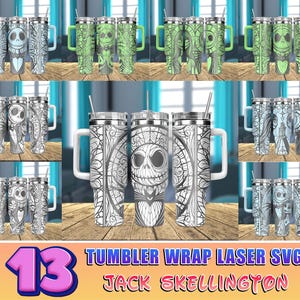 13 Designs Nightmare Before Christmas 40oz Engraved Tumbler Svg, Cartoon Bundle 40oz Tumbler Laser Svg,Laser Engraving Svg,40oz Tumbler Svg