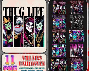11 Designs Halloween Schurken Bundle Png, Schurken Charaktere Clipart, Schurken Filme Png, Scherge Leben Schurken Designs, digitaler Download