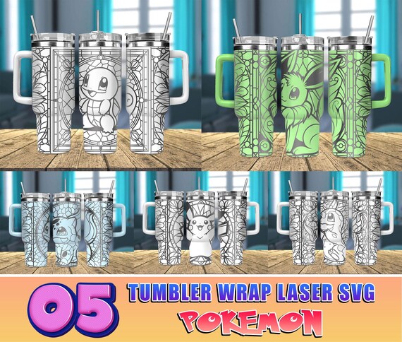 5 Designs Poke Monster 40oz Engraved Tumbler Svg, Cartoon Bundle 40oz Tumbler Laser Svg, Laser Engraving Svg, 40oz Tumbler Svg
