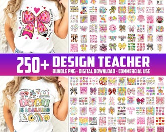 250+ Designs Teacher PNG, Teacher Bundle PNG, Back To School Clipart, Coquette Teach Shirt, First Day Of School PNG, Teacher Appreciation
