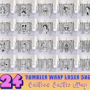 24 Designs Cartoon Ostern 40 Unzen gravierte Becher SVG, Ostertag Bundle 40 Unzen Becher Laser zwar, Laser-Gravur-Svg, 40 Unze Becher SVG