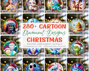 280+ Designs Cartoon Glasmalerei Weihnachtsverzierung Bundle PNG, Weihnachtsrunde Verzierung Png, Trendige Cartoon Weihnachtsverzierung Png, digitaler Download