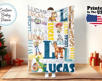 Custom Cartoon Blanket, Cartoon Characters Blanket, Custom Name Blanket, Monogram Blanket, Christmas Gift, Baby Blanket, Birthday Gift