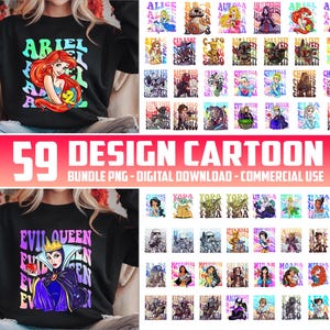 59 Design Cartoon Character PNG Bundle, Princess PNG, Villains Clipart, Cartoon Bundle, Space Wars PNG, Digital Download, Commercial Use