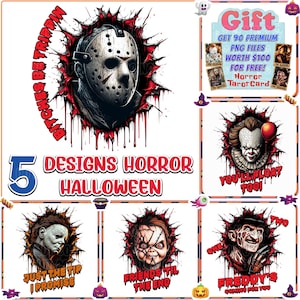 Horror Characters Clipart, Retro Horror Movies Png, Halloween Horror Png, Horror Killers Bundle Png, Halloween Vibes Png, Digital Download