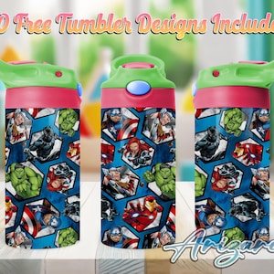 Super Hero 12oz Kids Flip Top Sippy Cup PNG, Cartoon 12oz Sippy cup Tumbler Png, Kids Super Hero 12oz Tumbler Wrap, Uso commerciale, Digitale